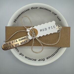 New Mud Pie Brand Hummus Serving Bowl and Spreader